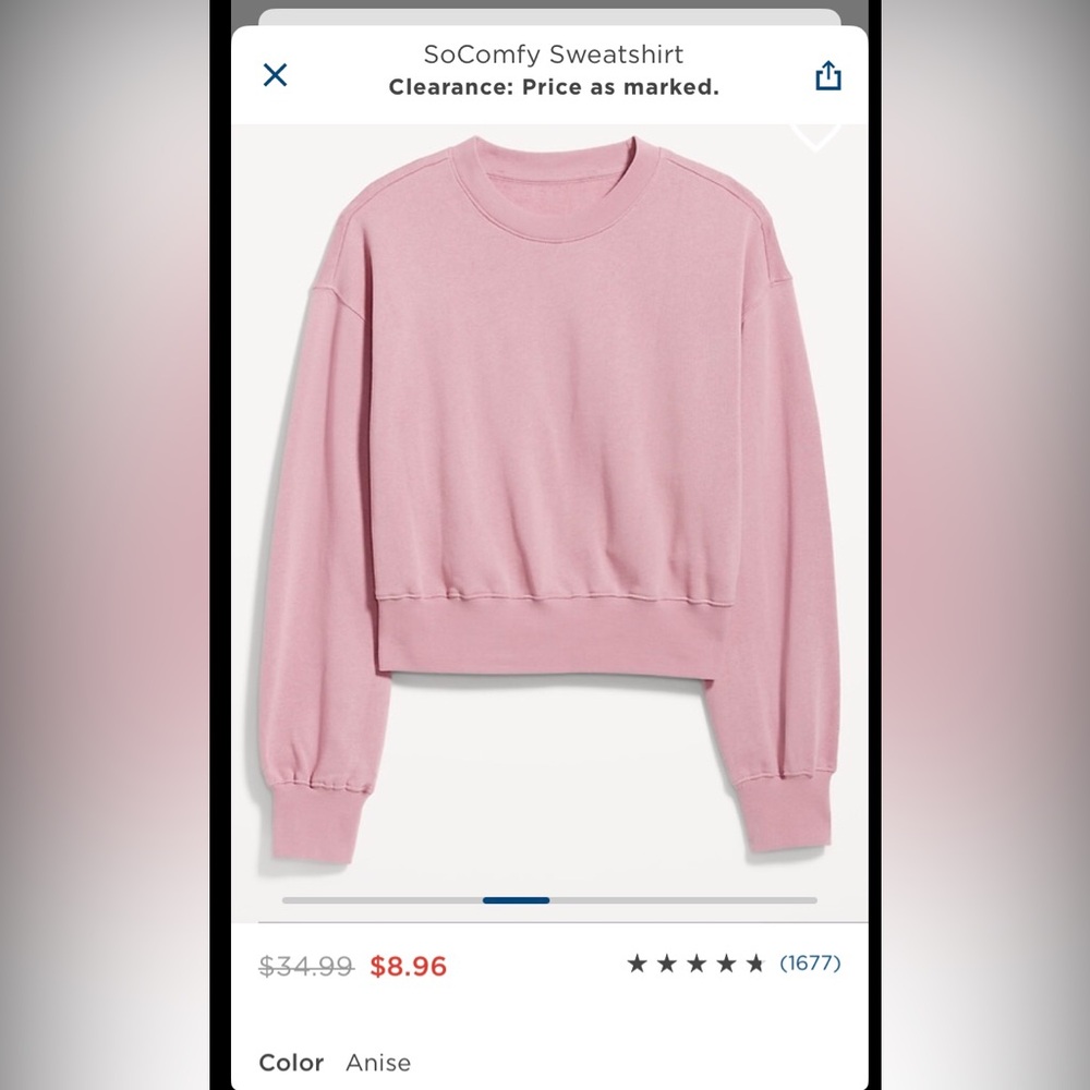 ***ISO*** Old Navy SoComfy Cropped Sweatshirt Mauve Pink Anise Medium